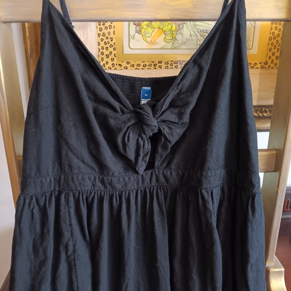 Black linen mini tie fromk dress 3x